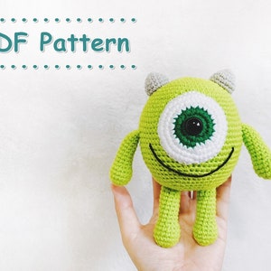 Mike Wazowski crochet pattern, Mike crochet pattern, Monster PDF file inEnglish, PDF Amigurumi pattern, Doll, Crochet Toy, DIY tutorial