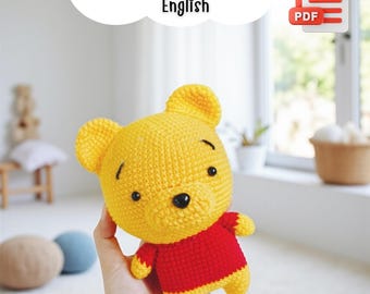 Schema amigurumi per bambola Pooh all'uncinetto, fai da te (PDF)