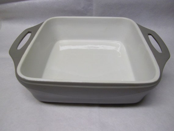 Vintage 90/'s Round Bone White Stoneware Casserole Dish Baking Pan