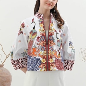 Batik Bomber Jacket, Lightweight Batik Jacket - Indonesian Traditional Clothes - KATCO