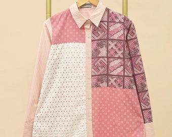 Handmade Batik Blouse: Formal Indonesian Women's Top (XXL)