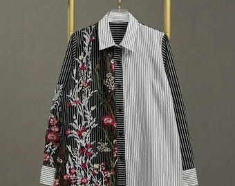 Handmade Batik Blouse: Formal Indonesian Floral Shirt