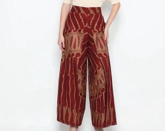 Boho Batik Wide Leg Pants –Traditional Handmade Culottes from Indonesia – KATCO