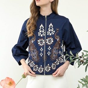 Batik Bomber Jacket, Lightweight Batik Jacket - Indonesian Traditional Clothes - KATCO