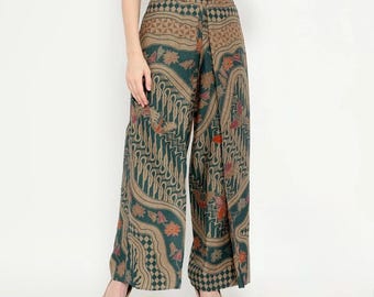 Boho Batik Wide Leg Pants –Traditional Handmade Culottes from Indonesia – KATCO