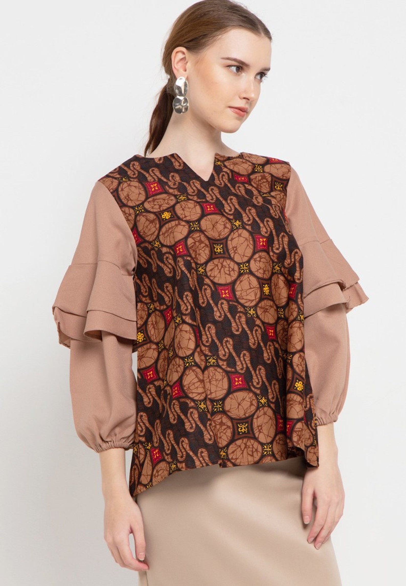 Batik Blouse Indonesia Batik Blouse Puff Sleeve Batik Print | Etsy