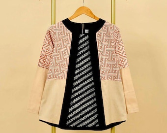 Handmade Batik Blouse: Indonesian Formal Wear - Fit to XXL