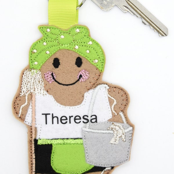 CLEANER GINGERBREAD DOMESTIC Birthday Thank you retirement Leaving Friend Gift for Her Hanging Decoration Bag Charm Key ring Super Cute