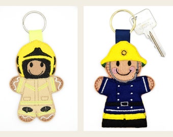 FIREMAN FIREFIGHTER GIFT Key Ring Fire Officer Unique Fun Hanging decoration Car Hanger Gingerbread Man Woman Retirement Leaving Birthday