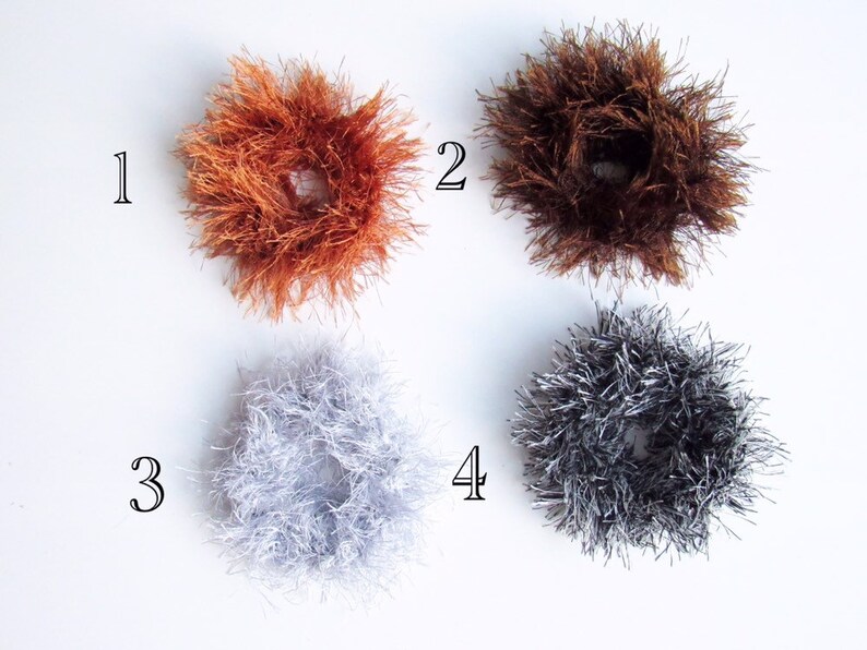 Fluffy Scrunchy And Headband Set Fuzzy Eyelash Yarn Crochet Etsy