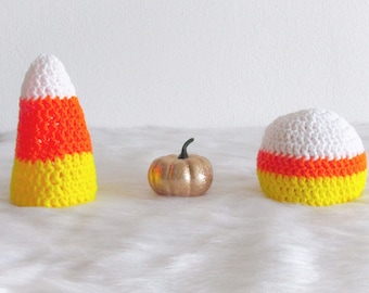 Candy Corn Hat Set Orange White Yellow Hat Halloween Beanies  Fall Crotchet hat Photo Prop Newborn