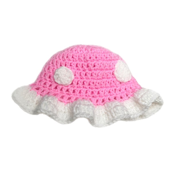 Baby Girl Mushroom Crochet Hat, Cottagecore Baby Hat , Pink  Mushroom , Infant Newborn Expecting Mom Babyshower gift