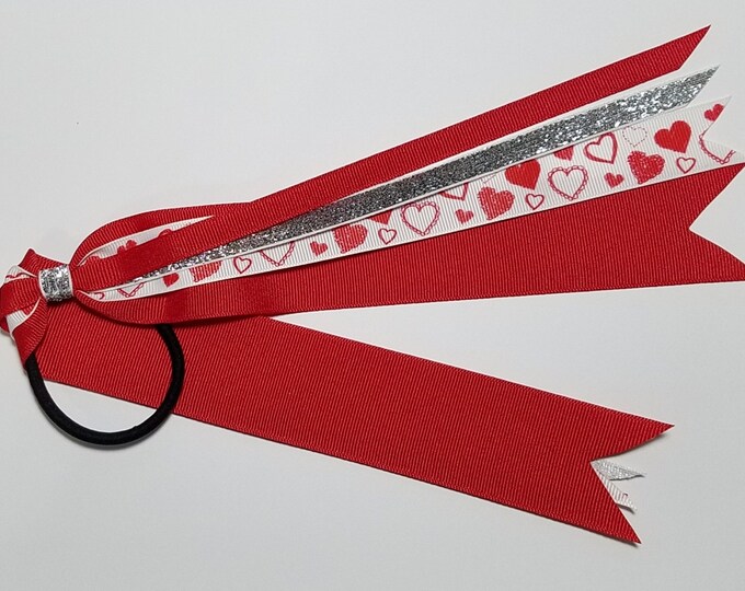 Heart Ponytail Streamer *You Choose Solid Color-Glitter Color & Length*