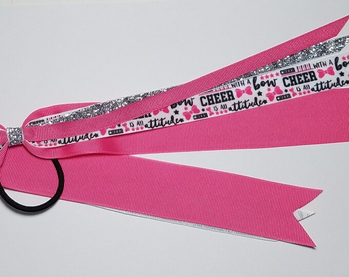 Cheerleading Ponytail Streamer *You Choose Solid Ribbon Color- Glitter Color & Length*