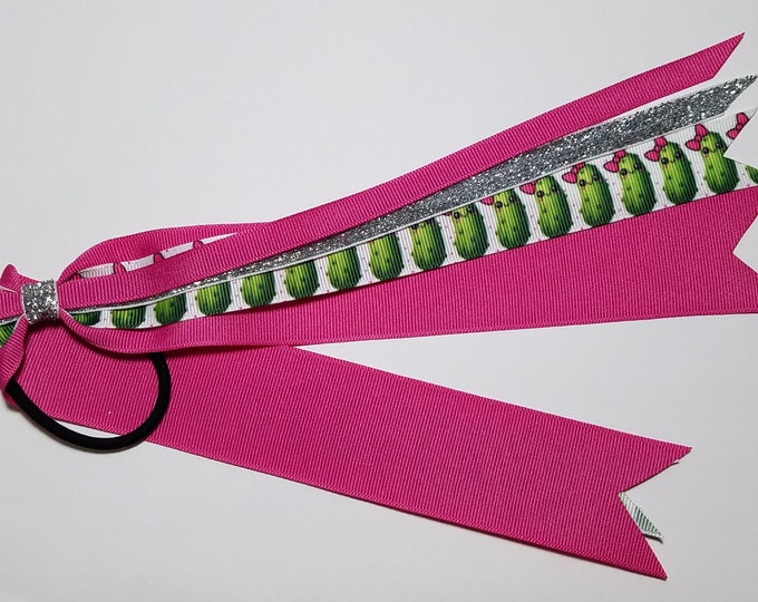 9" Pickle Ponytail Streamer *You Choose Solid Ribbon Color- Glitter Color & Length*