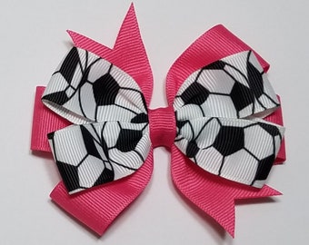 Lot 2 Soccer Ball Made to Match team Cheer Pigtail Hair Bows Set Baby Todlr Cute