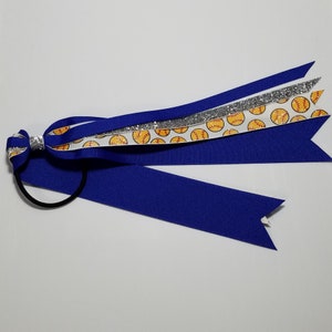 Softball Print Glitter Ponytail Streamer *You Choose Solid Ribbon Color- Glitter Color & Length*