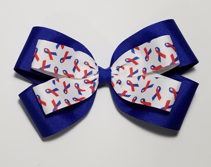 5" CHD Awareness Ribbon Hair Bow *You Choose Solid Bow Color*