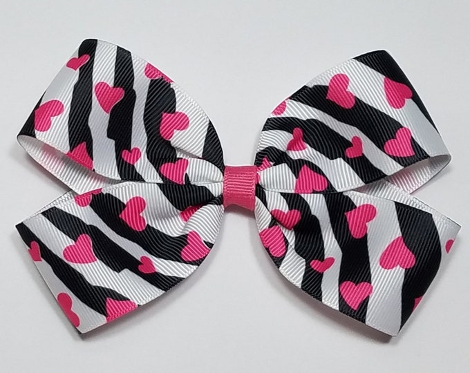 5" Zebra Heart Hair Bow *CLEARANCE*