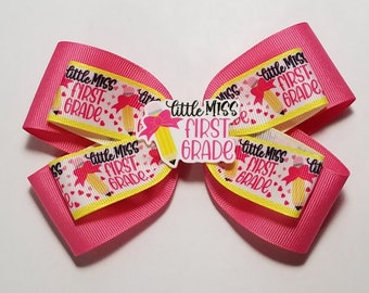 5" 1st Grade Hair Bow *You Choose Solid Bow Color*