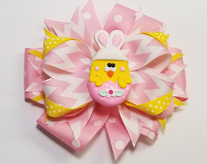5" Easter Bunny Chicken OTT Hair Bow *CLEARANCE*