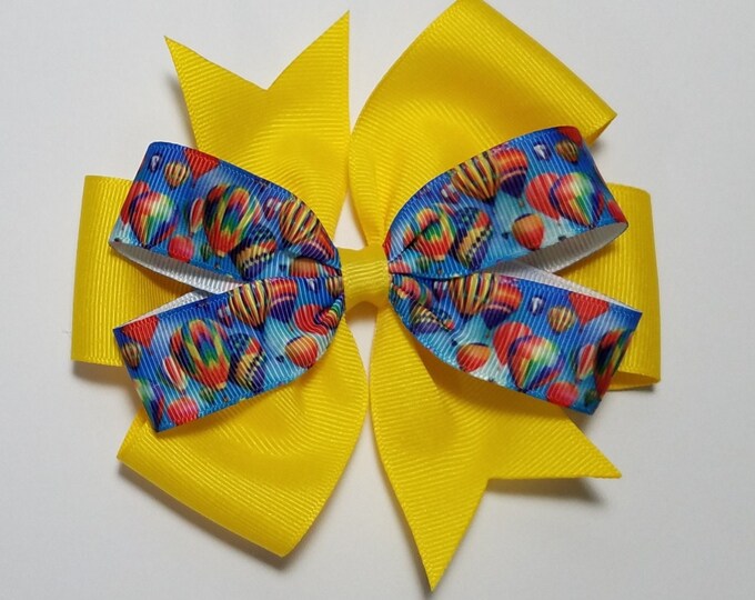 5" Hot Air Balloon Hair Bow *You Choose Solid Bow Color*
