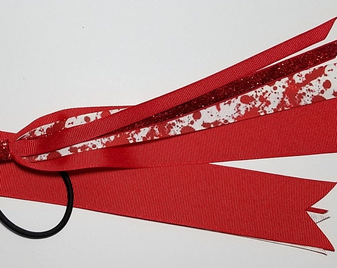 Blood Splatter Ponytail Streamer *You Choose Solid Ribbon Color- Glitter Color & Length*