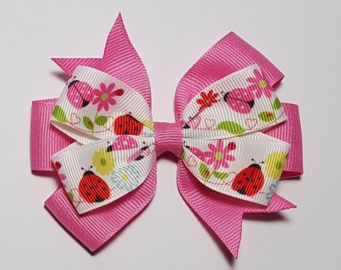 3.5" Ladybug Hair Bow *You Choose Solid Bow Color*