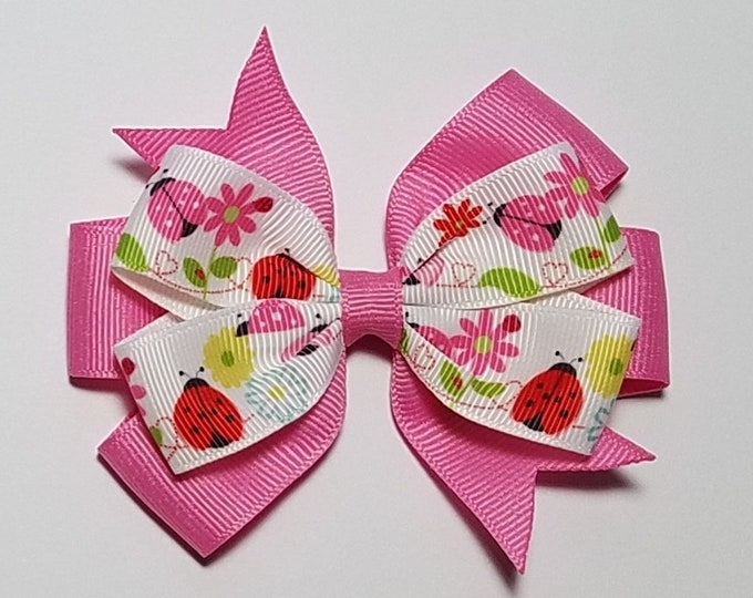 3.5" Ladybug Hair Bow *You Choose Solid Bow Color*