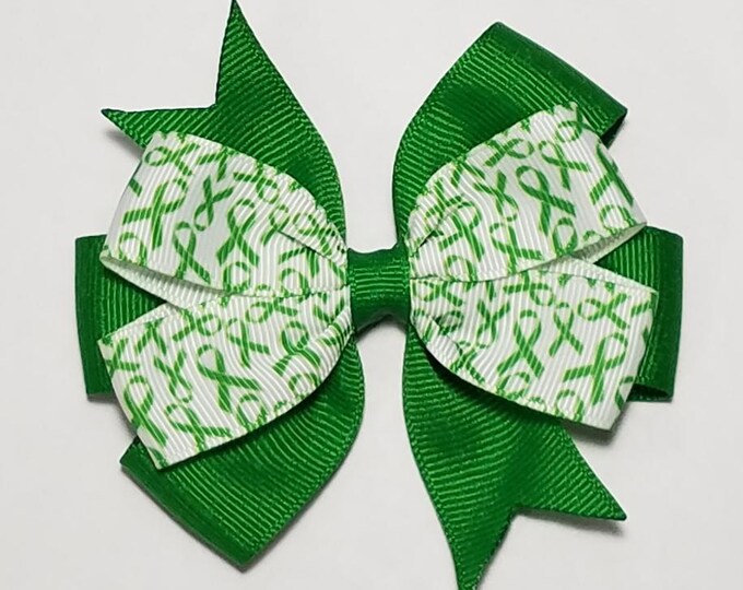 3.5" Green Awareness Ribbon Hair Bow