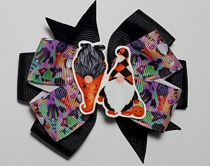 3.5" Halloween Gnomes Hair Bow *You Choose Solid Bow Color*