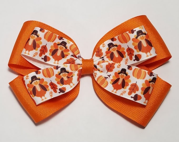 5" Turkey Hair Bow *You Choose Solid Bow Color*