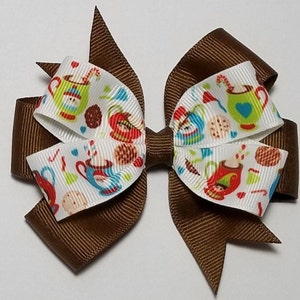 3.5&quot; Hot Chocolate Santa Hair Bow *You Choose Solid Bow Color*