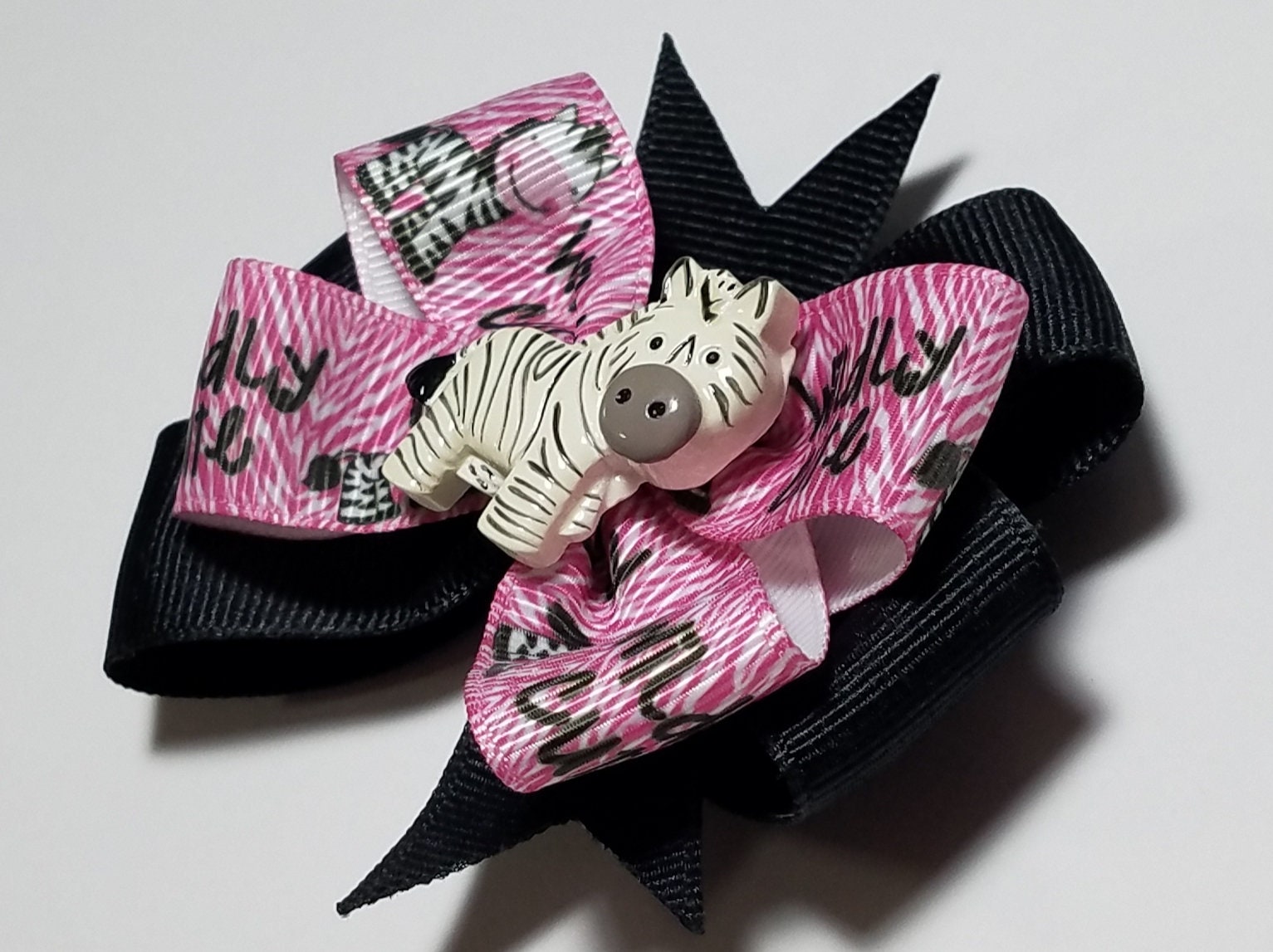 Zebra Hair Bow 3.5 Zebra Clip Zebra Print Pigtail Etsy