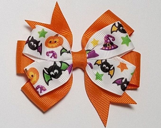 3.5" Halloween Hair Bow *You Choose Solid Bow Color*