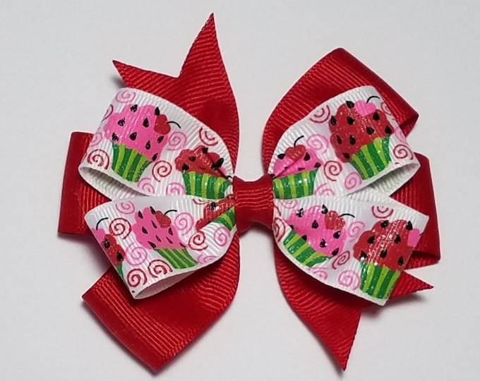 3.5" Cupcake Hair Bow *You Choose Solid Bow Color*