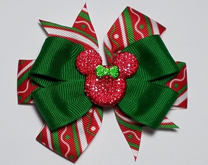 3.5" Christmas Hair Bow *You Choose Solid Bow Color*