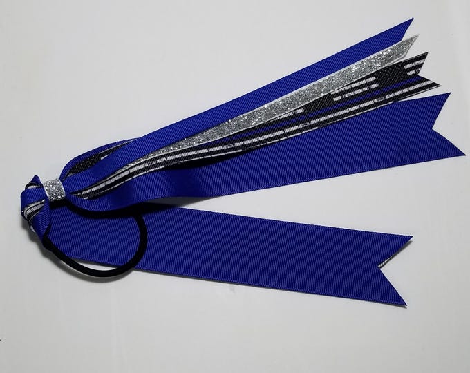 Police Blue Line Flag Ponytail Streamer