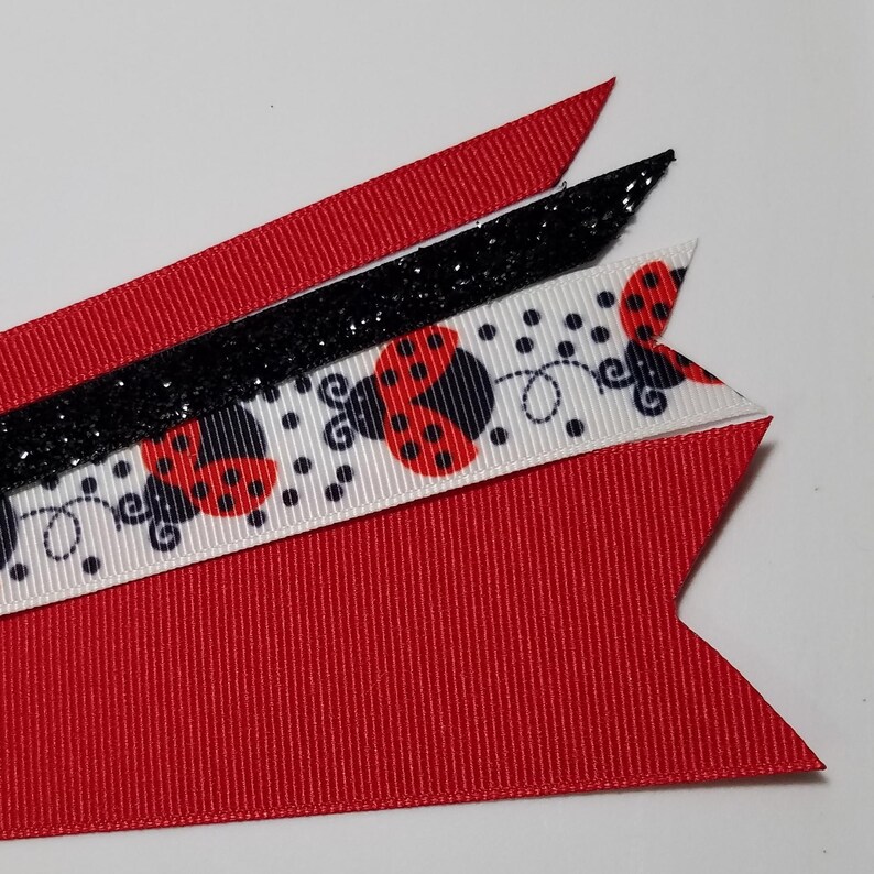 Ladybug Ponytail Streamer *you Choose Solid Ribbon Color- Glitter Color ...