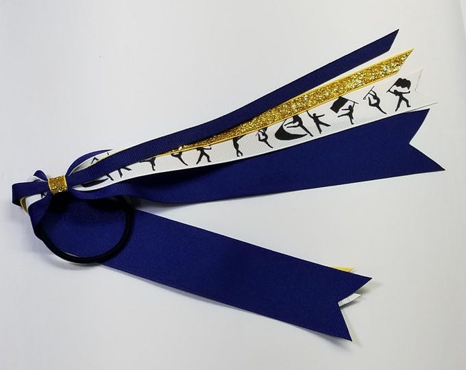 Color Guard Ponytail Streamer *You Choose Solid Ribbon Color- Glitter Color & Length*