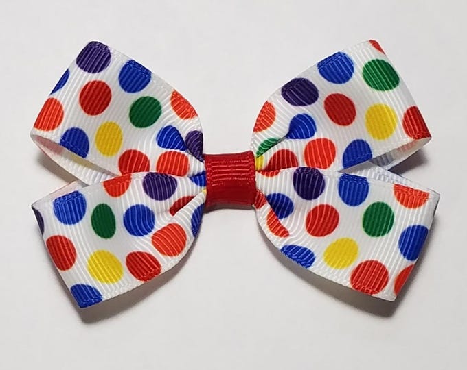 3" Rainbow Polka Dot Hair Bow