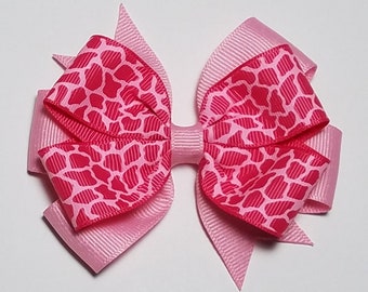 3.5" Giraffe Hair Bow *You Choose Solid Bow Color*