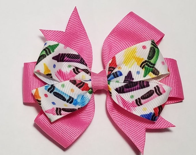 3.5" Crayon Colors Hair Bow *You Choose Solid Bow Color*