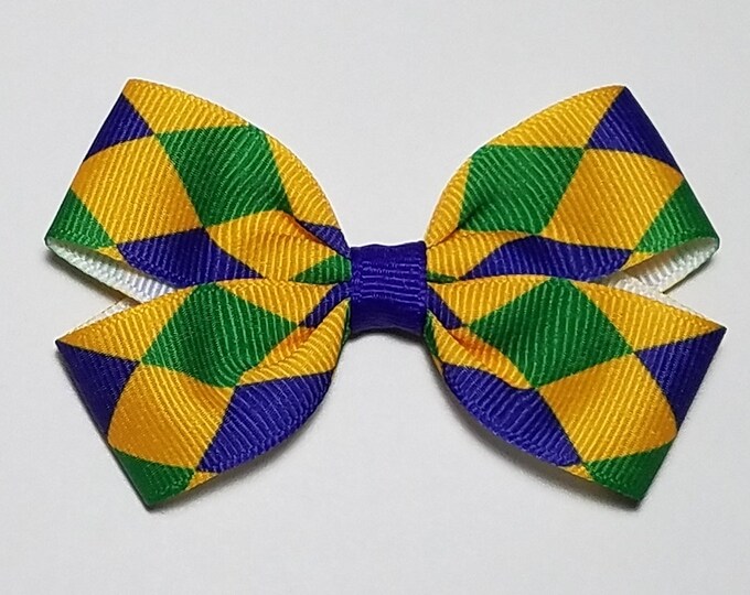 3" Mardi Gras Hair Bow