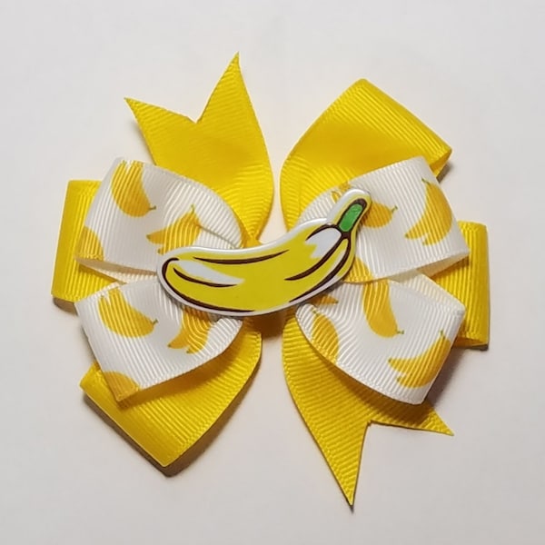 3.5" Banana Hair Bow *You Choose Solid Bow Color*