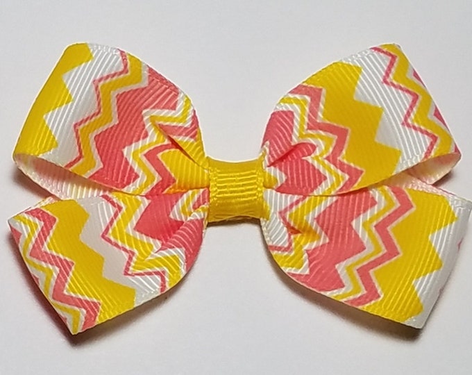 3" Pink Lemonade Chevron Hair Bow