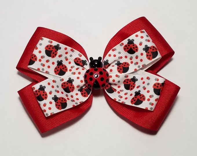5" Ladybug Hair Bow *You Choose Solid Bow Color*