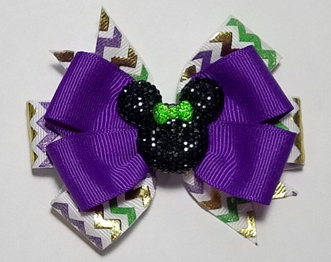 3.5" Mardi Gras Hair Bow *You Choose Solid Bow color*