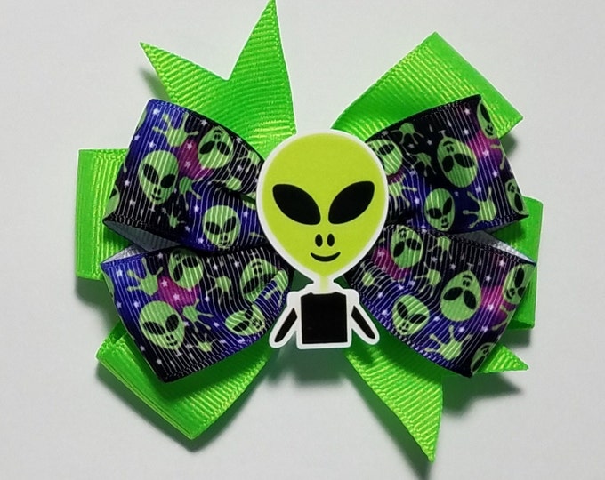 3.5" Alien Hair Bow *You Choose Solid Bow Color*