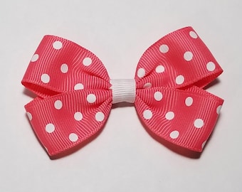 3" Watermelon Pink Polka Dot Hair Bow